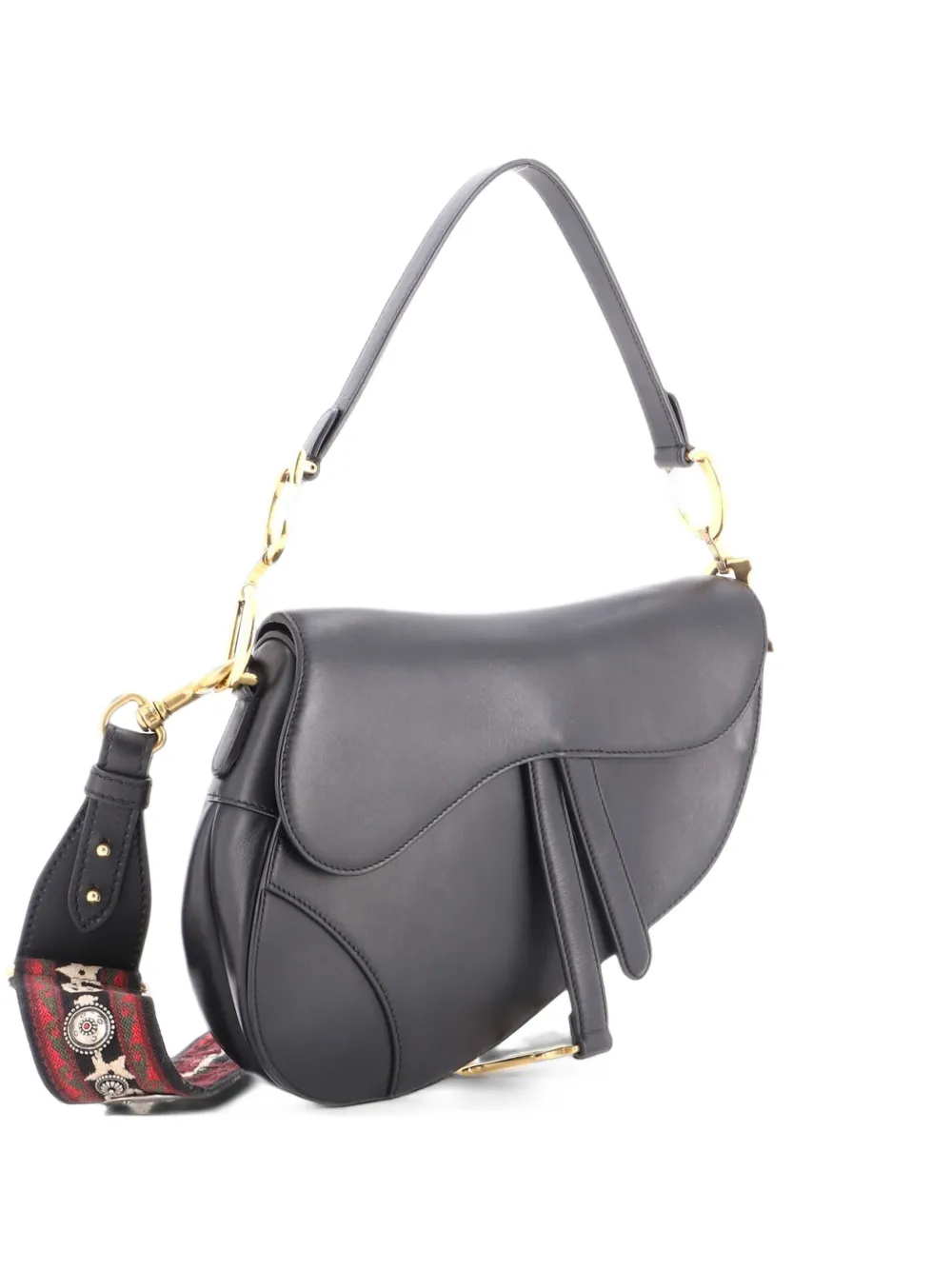 Christian Dior Pre-Owned Saddle Handbag Leather Medium shoulder bag - Black