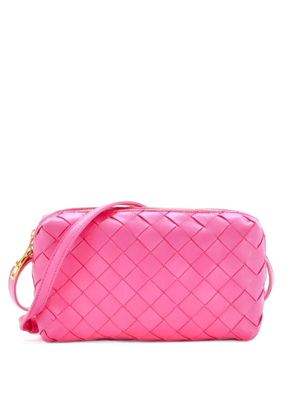 Bottega Veneta Pre-Owned Mini Zip Intrecciato Nappaleder-Umhängetasche - Rosa