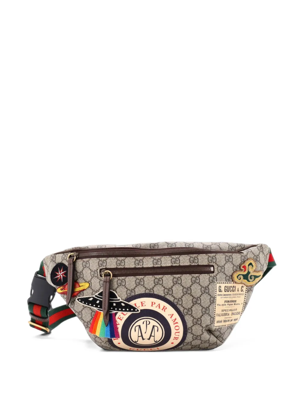 Gucci Pre-Owned Courrier Zip GG Coated Canvas with Applique belt bag - Brown