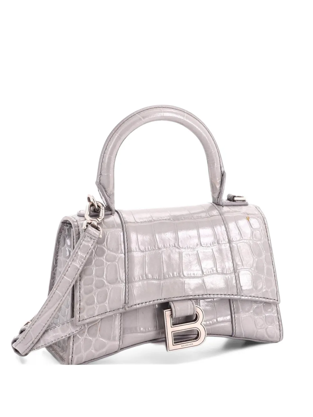 Balenciaga Pre-Owned Hourglass Top Handle Bag Crocodile Embossed Leather XS satchel - Grau