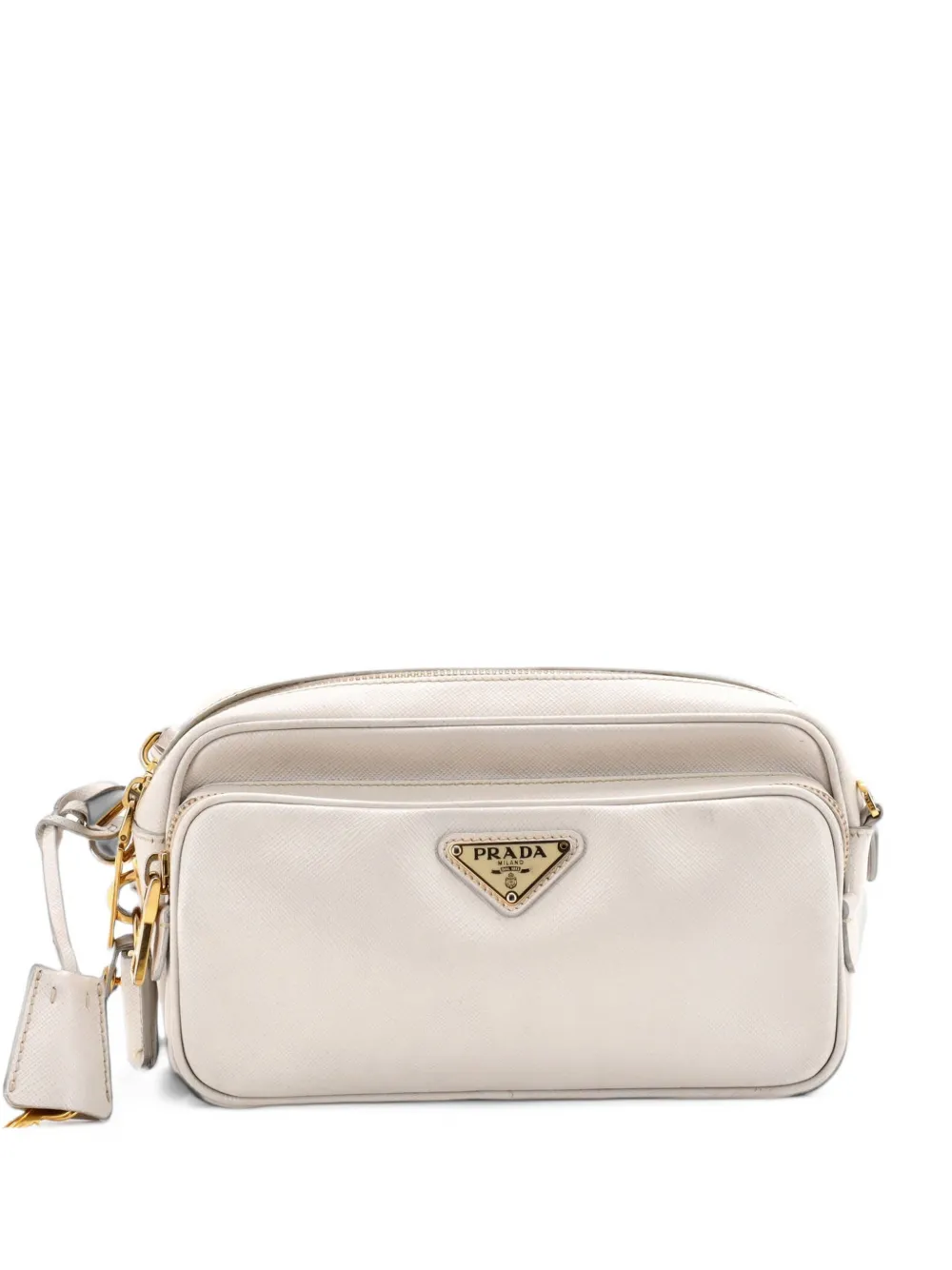 Prada Pre-Owned Front Pocket Saffiano Leather Small crossbody bag - White