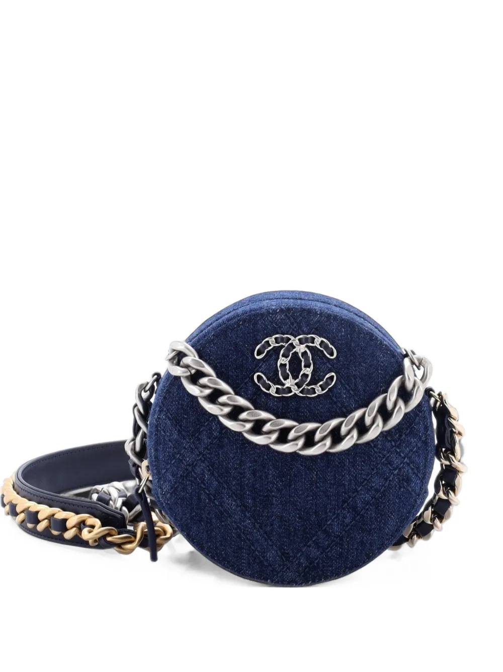 CHANEL Pre-Owned 19 Round Clutch with Chain Quilted Denim crossbody bag - Blau