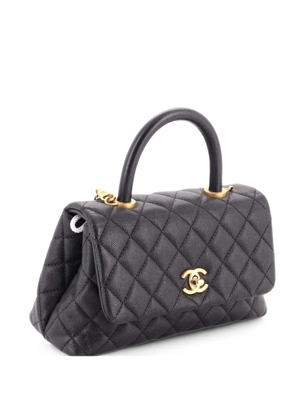 CHANEL Pre-Owned Coco Top Handle Bag Quilted Caviar Mini satchel - Black