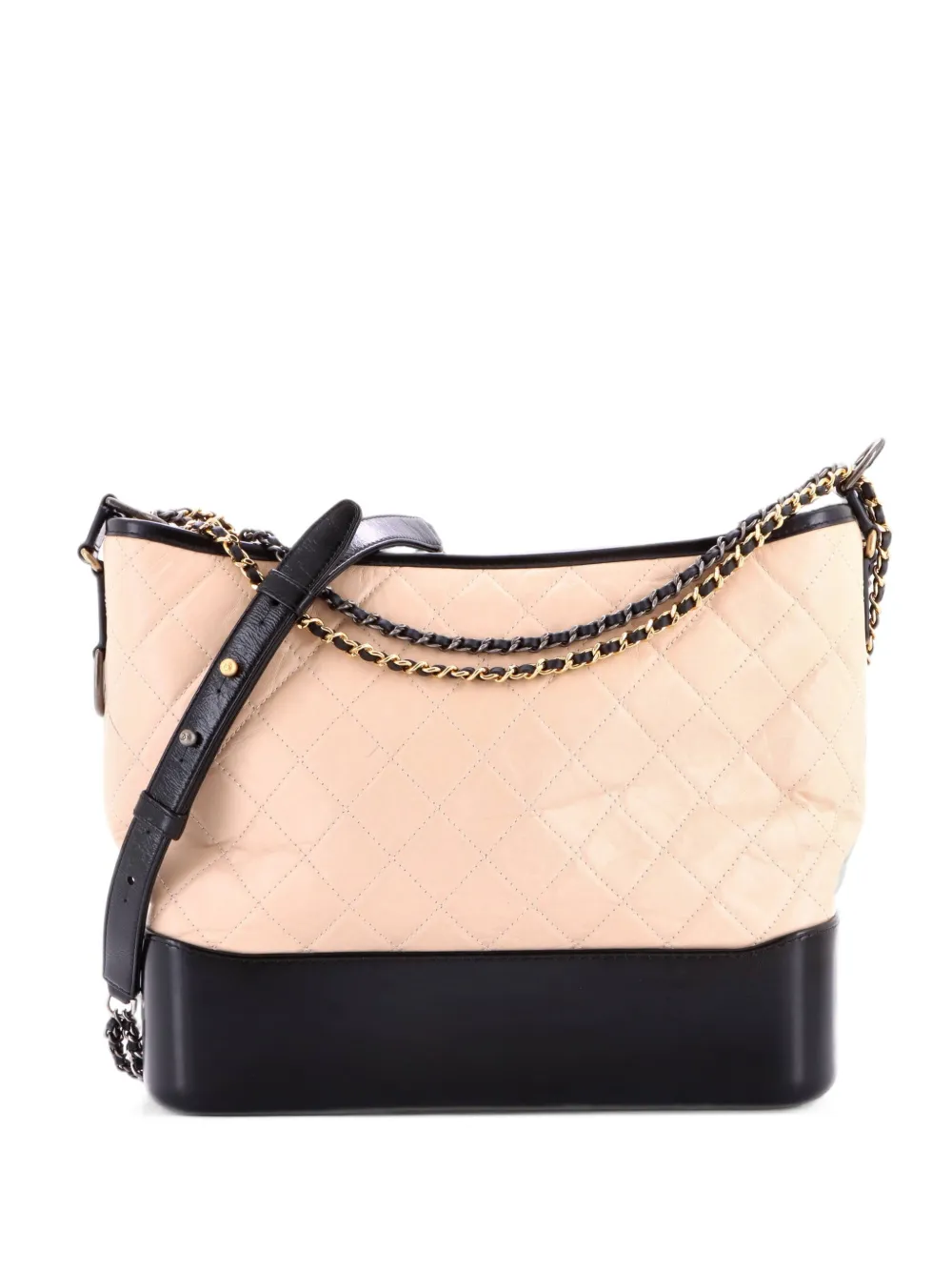 CHANEL Pre-Owned Bicolor Gabrielle Quilted Aged Calfskin Large hobo bag - Black