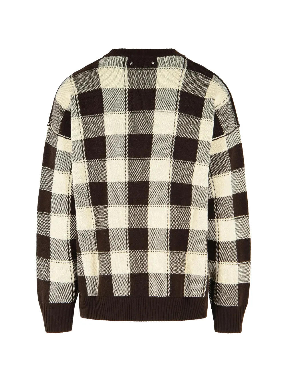 Golden Goose jacquard-wool sweater in dark-brown and cream-check Bruin