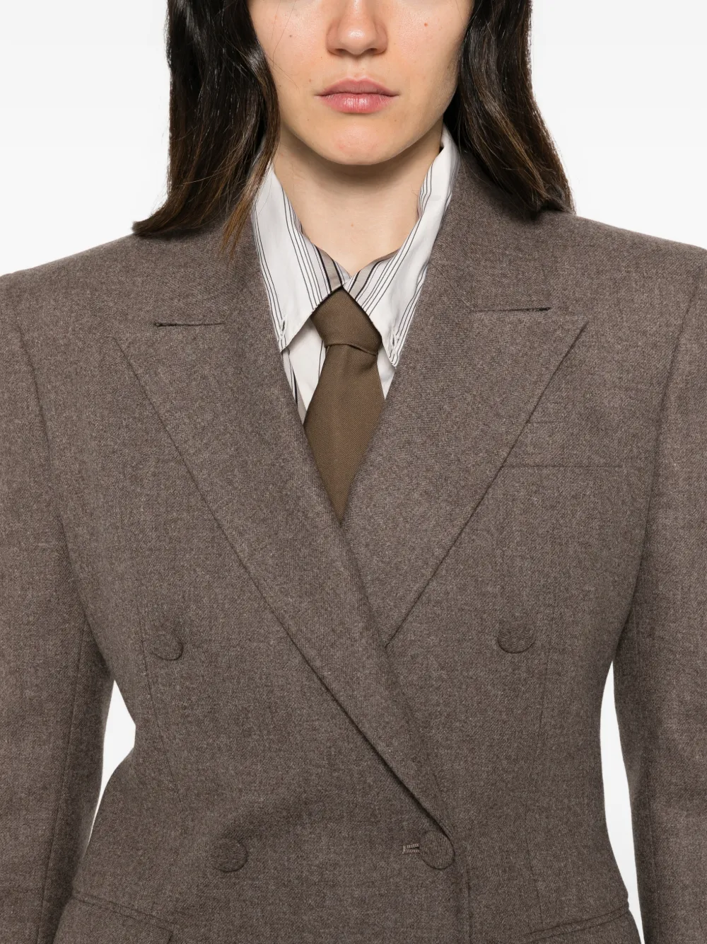 Gabriela Hearst Gavin double-breasted peak-lapel blazer Bruin