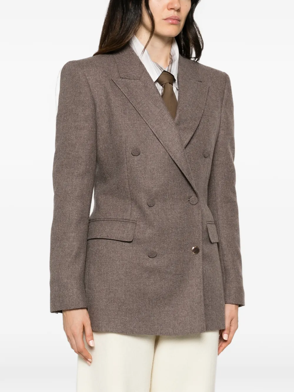 Gabriela Hearst Gavin double-breasted peak-lapel blazer Bruin