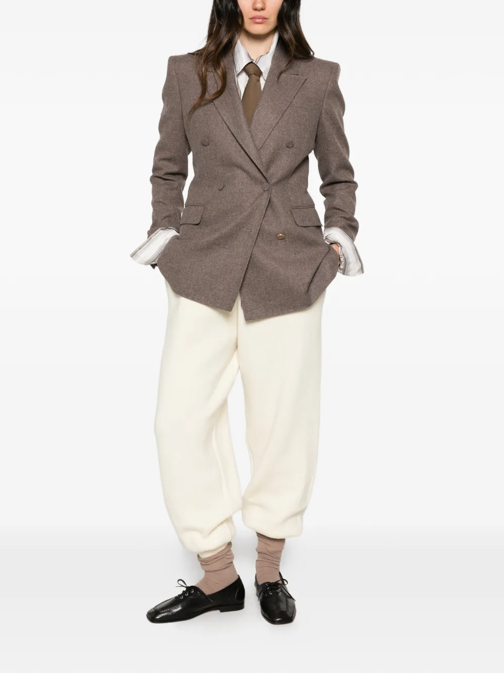 Gabriela Hearst Gavin double-breasted peak-lapel blazer Bruin