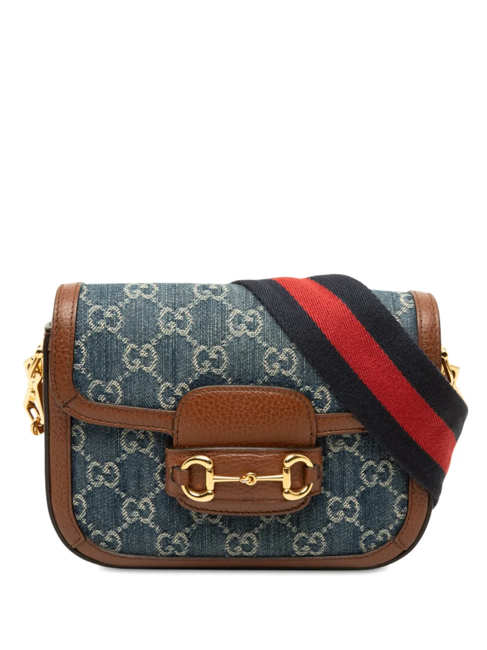 Gucci Pre-Owned 2000-2015 Small GG Denim Web Horsebit 1955 crossbody bag - Blu