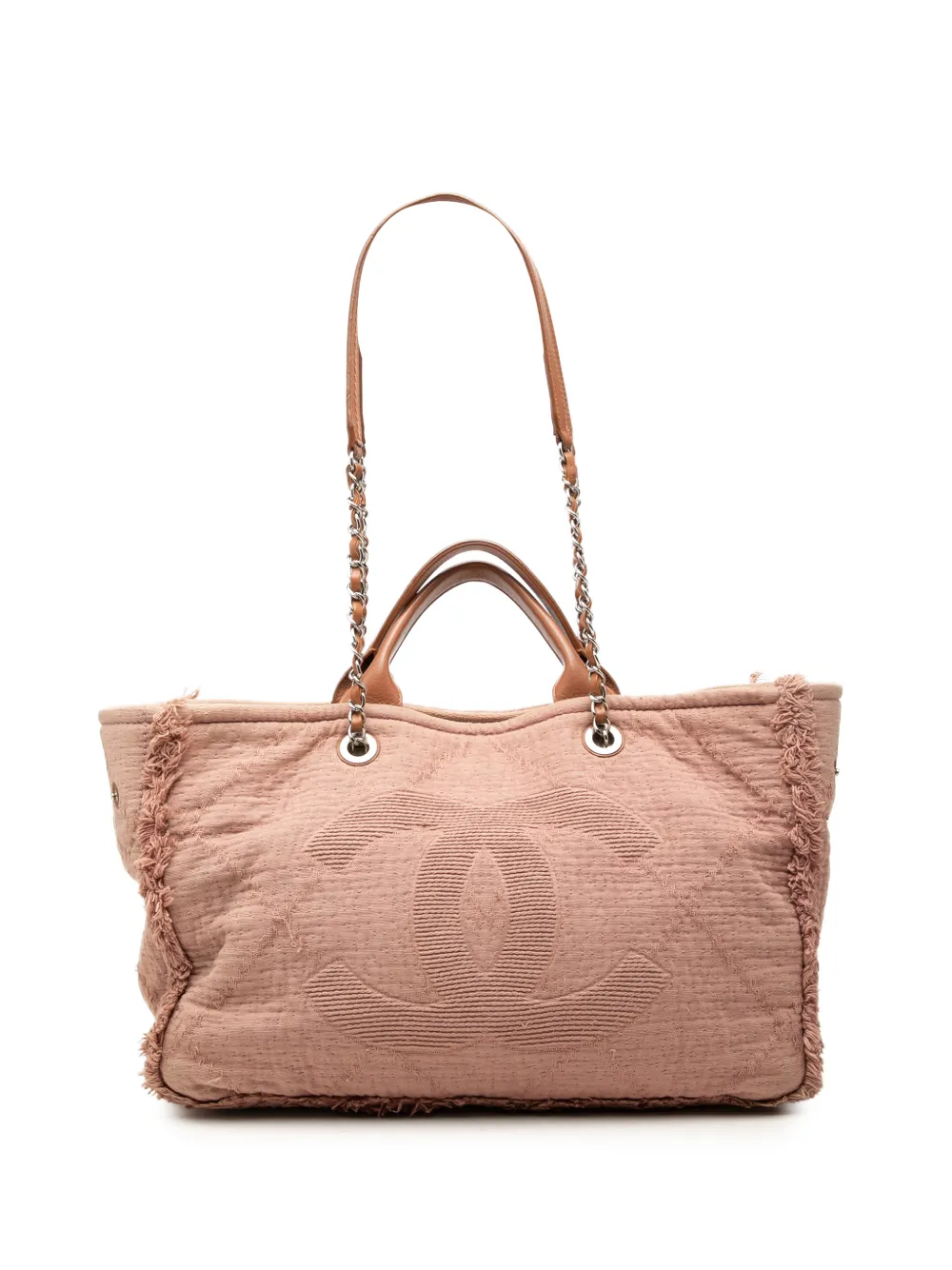 CHANEL Pre-Owned 2018 Medium CC Quilted Canvas Double Face Deauville Tote satchel - Pink