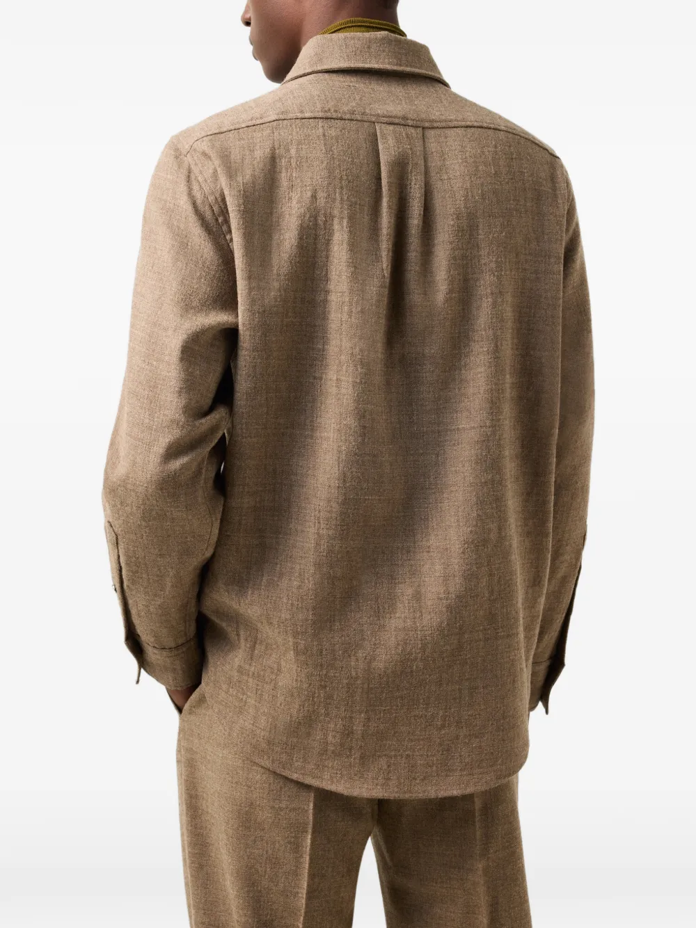 BOGNER Heiko virgin-wool flap-pocket shirt Bruin