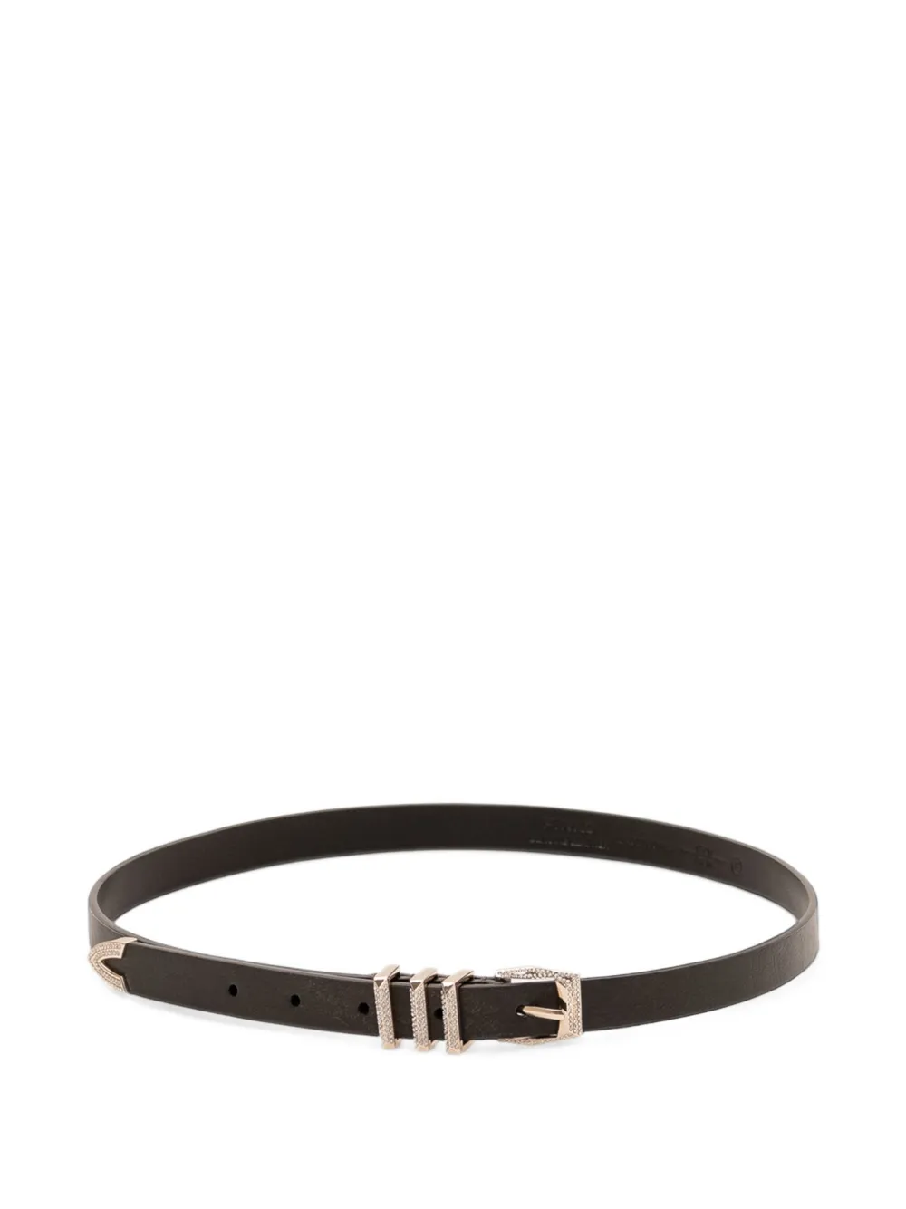 PINKO leather belt with rhinestones - Nero