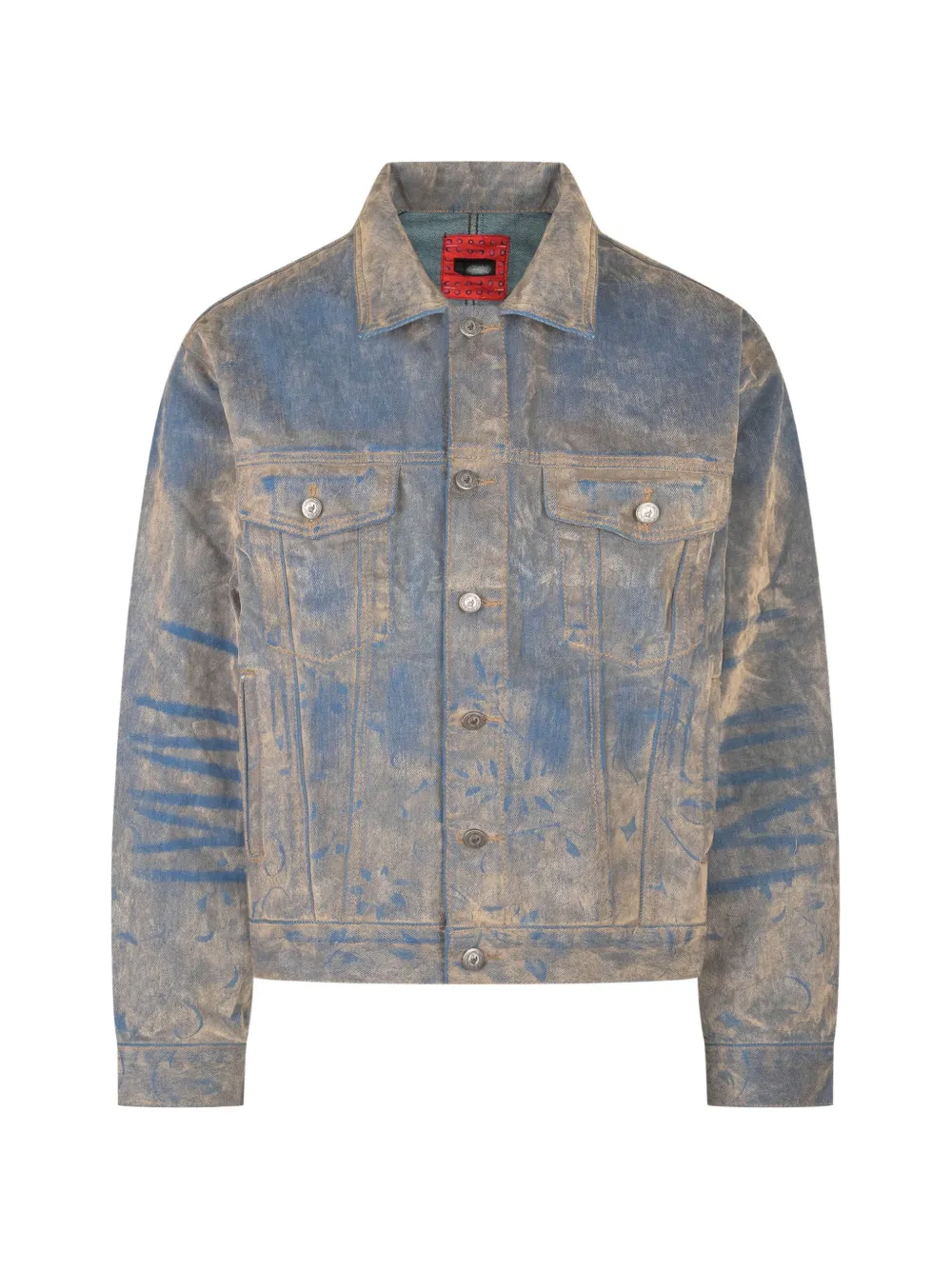 KidSuper floral-print flock denim jacket - Blau