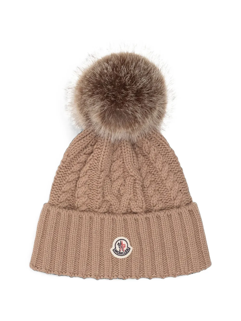 Moncler wool & cashmere blend beanie with pom Beige
