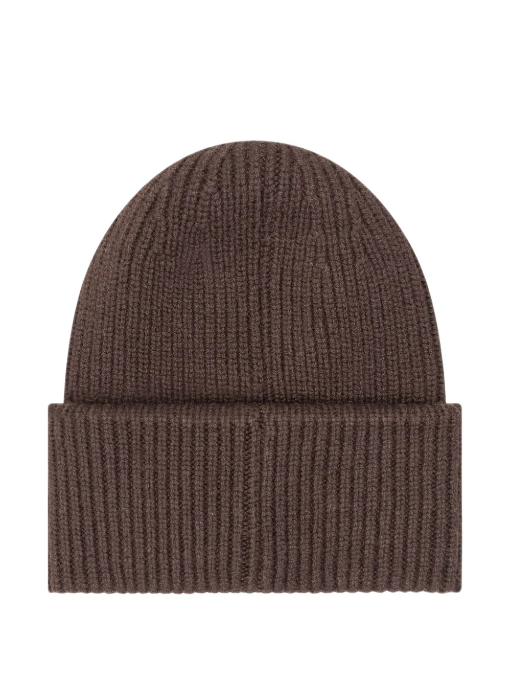 Moncler logo-patch ribbed-knit beanie hat Bruin