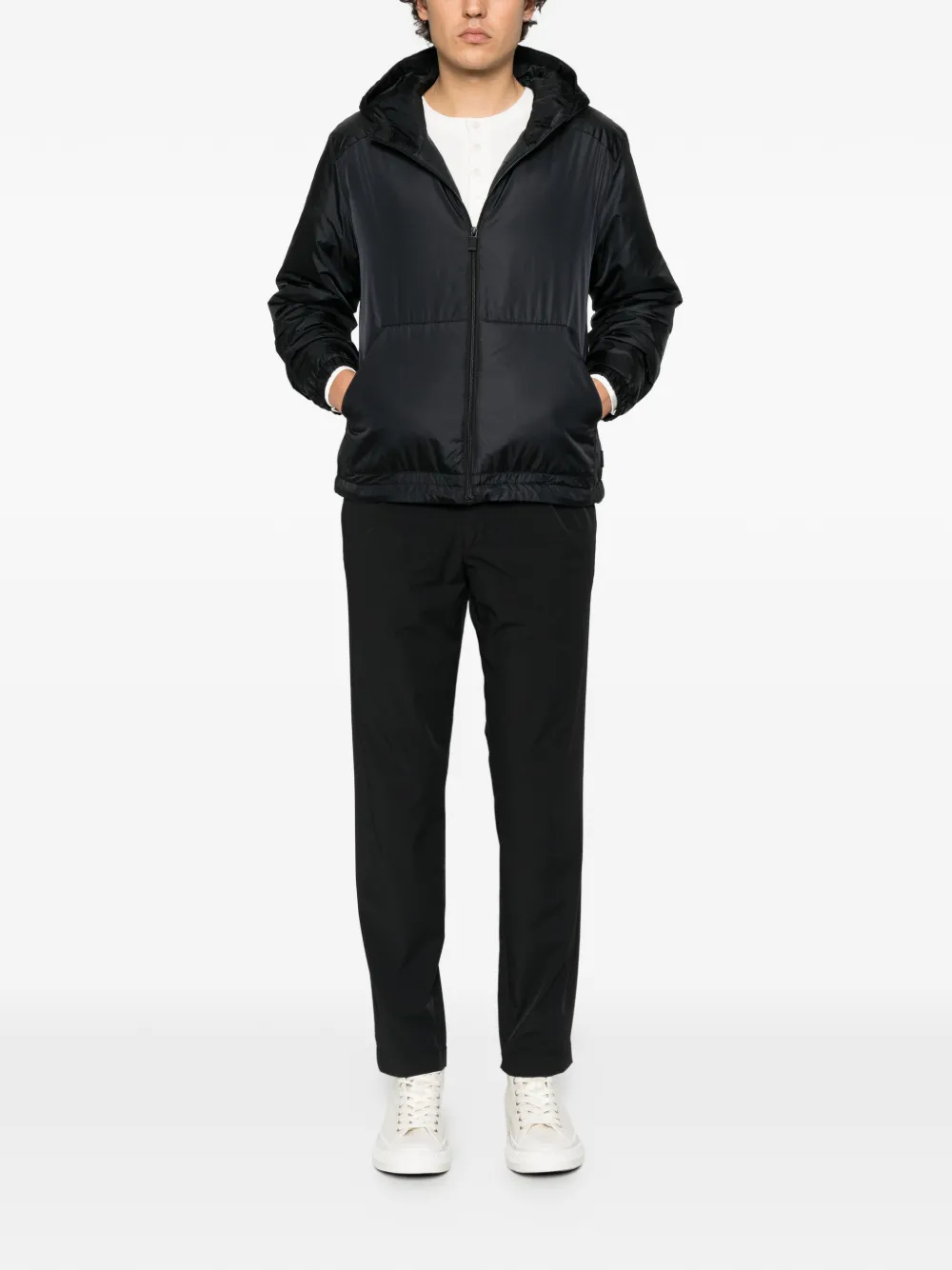 ASPESI hooded zip-up jacket Zwart