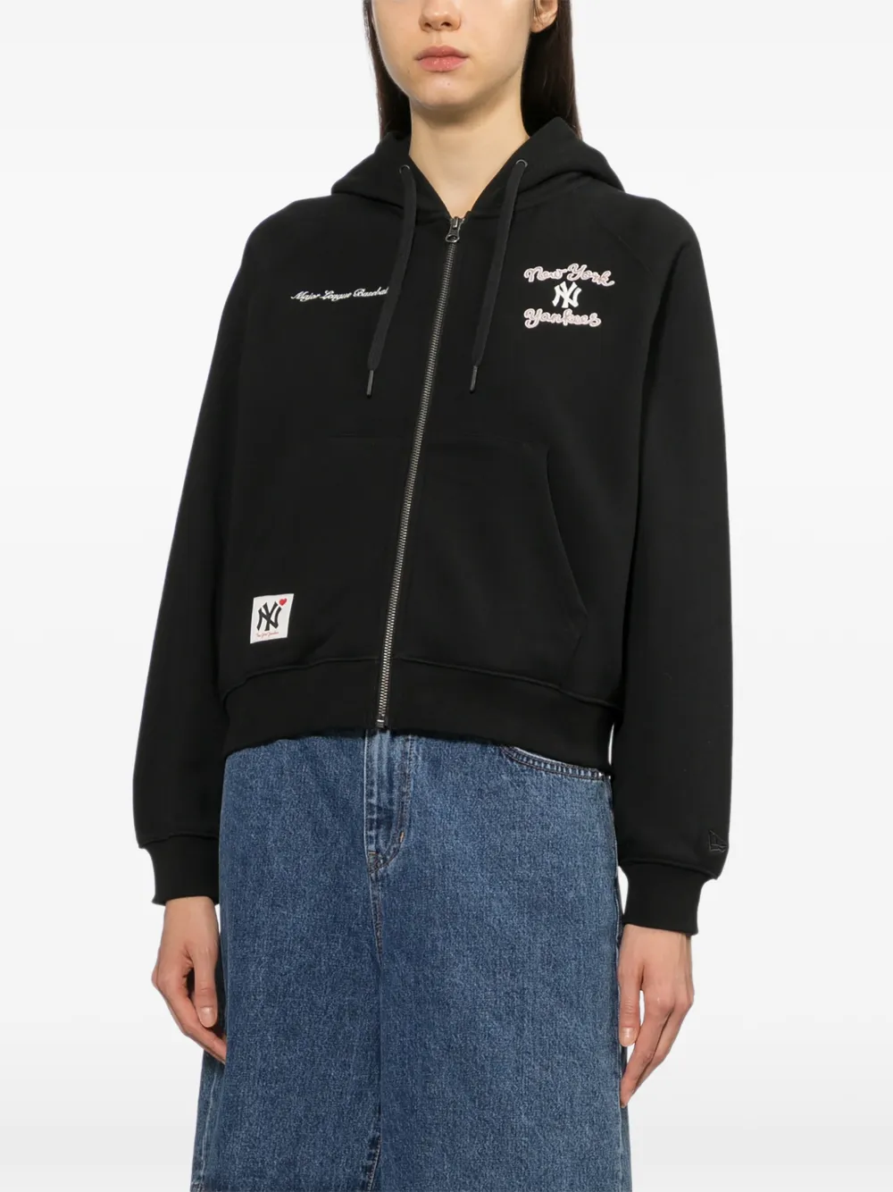NEW ERA CAP Raglan hoodie met geborduurd logo Zwart