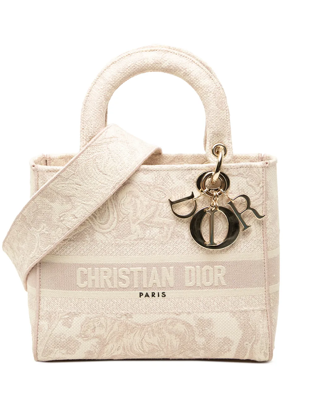 Christian Dior Pre-Owned 2022 Medium Embroidered Canvas Toile De Jouy Lady D Lite satchel - Rosa