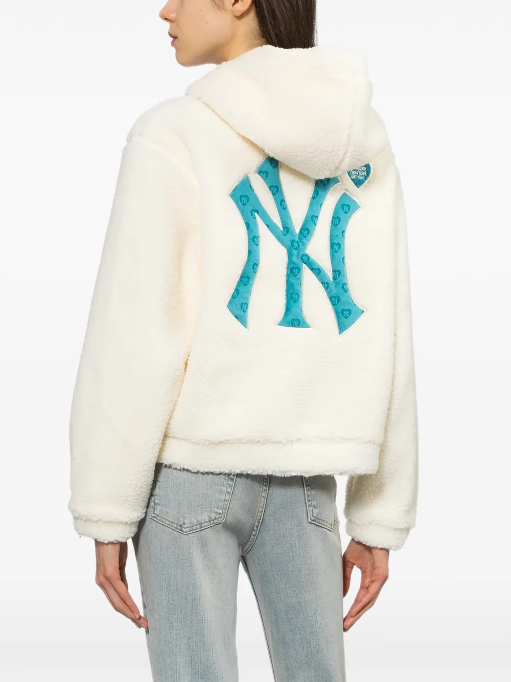 NEW ERA CAP logo-patched zip-up hoodie Beige