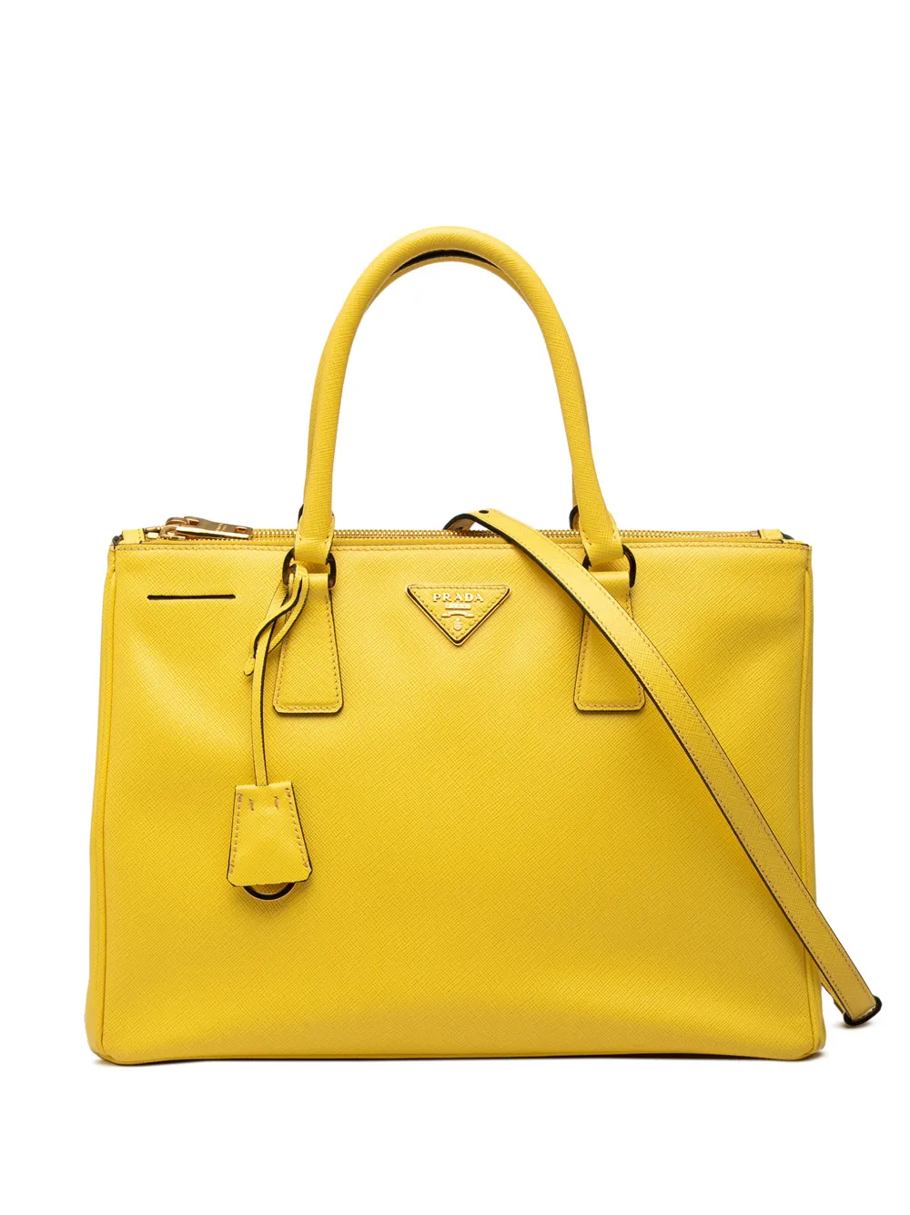 Prada Pre-Owned 2010-2026 Medium Saffiano Lux Galleria Double Zip satchel - Giallo