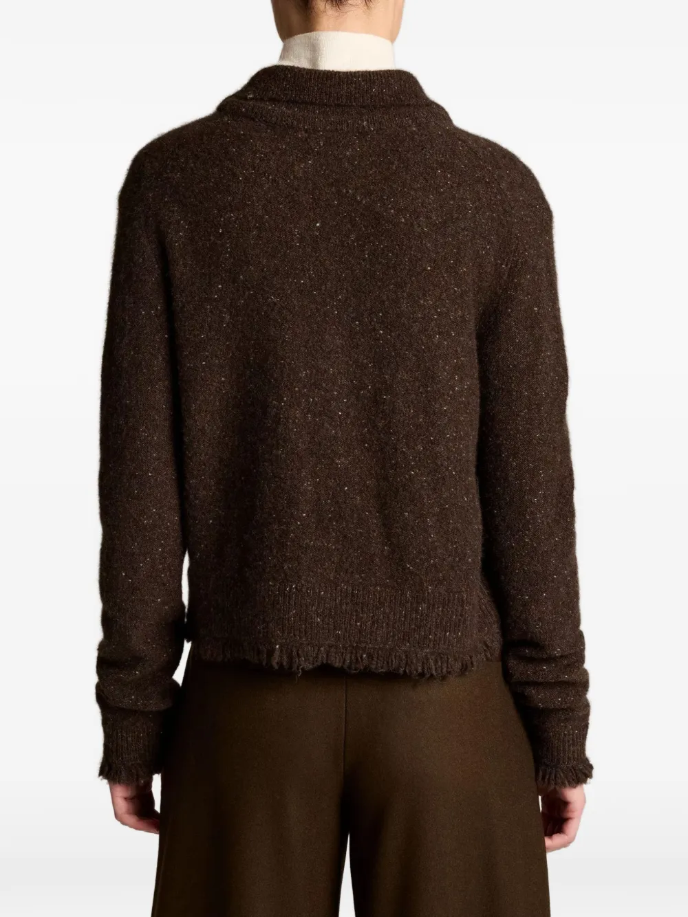 Vince fringed-edge button-up cardigan Bruin