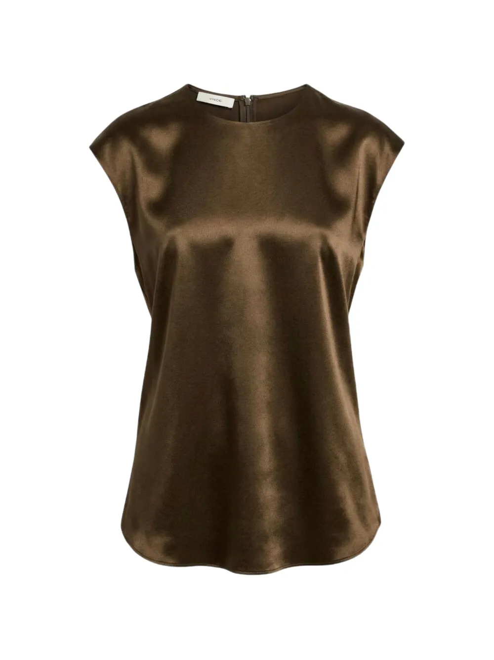 Vince satin-finish sleeveless blouse Bruin