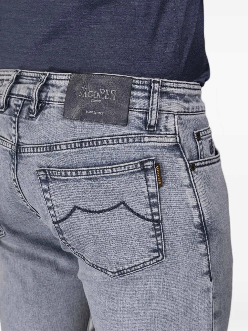 Moorer marble-finish slim-fit jeans Blauw
