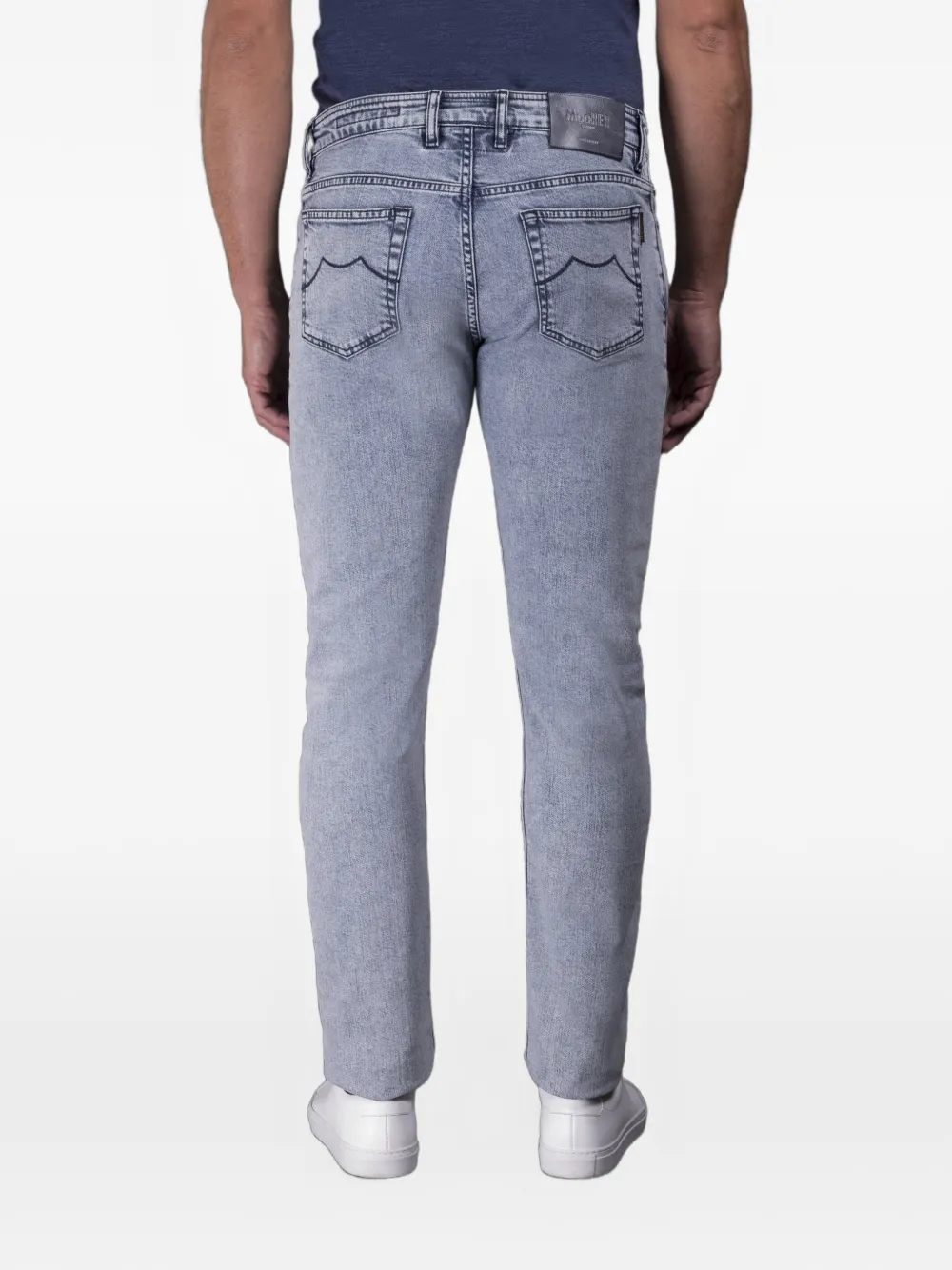 Moorer marble-finish slim-fit jeans Blauw