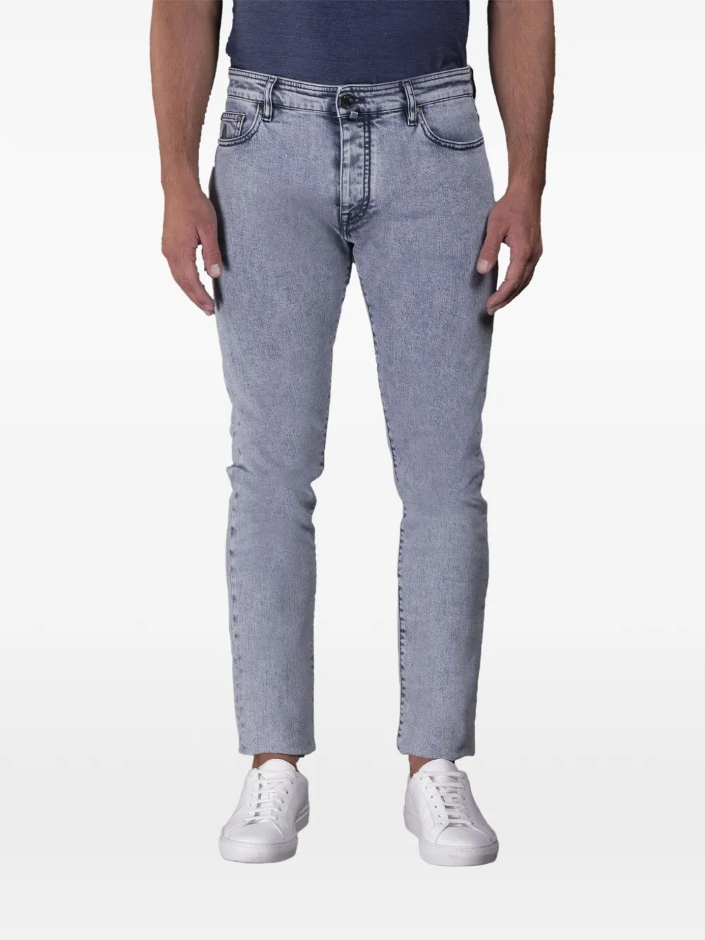 Moorer marble-finish slim-fit jeans Blauw