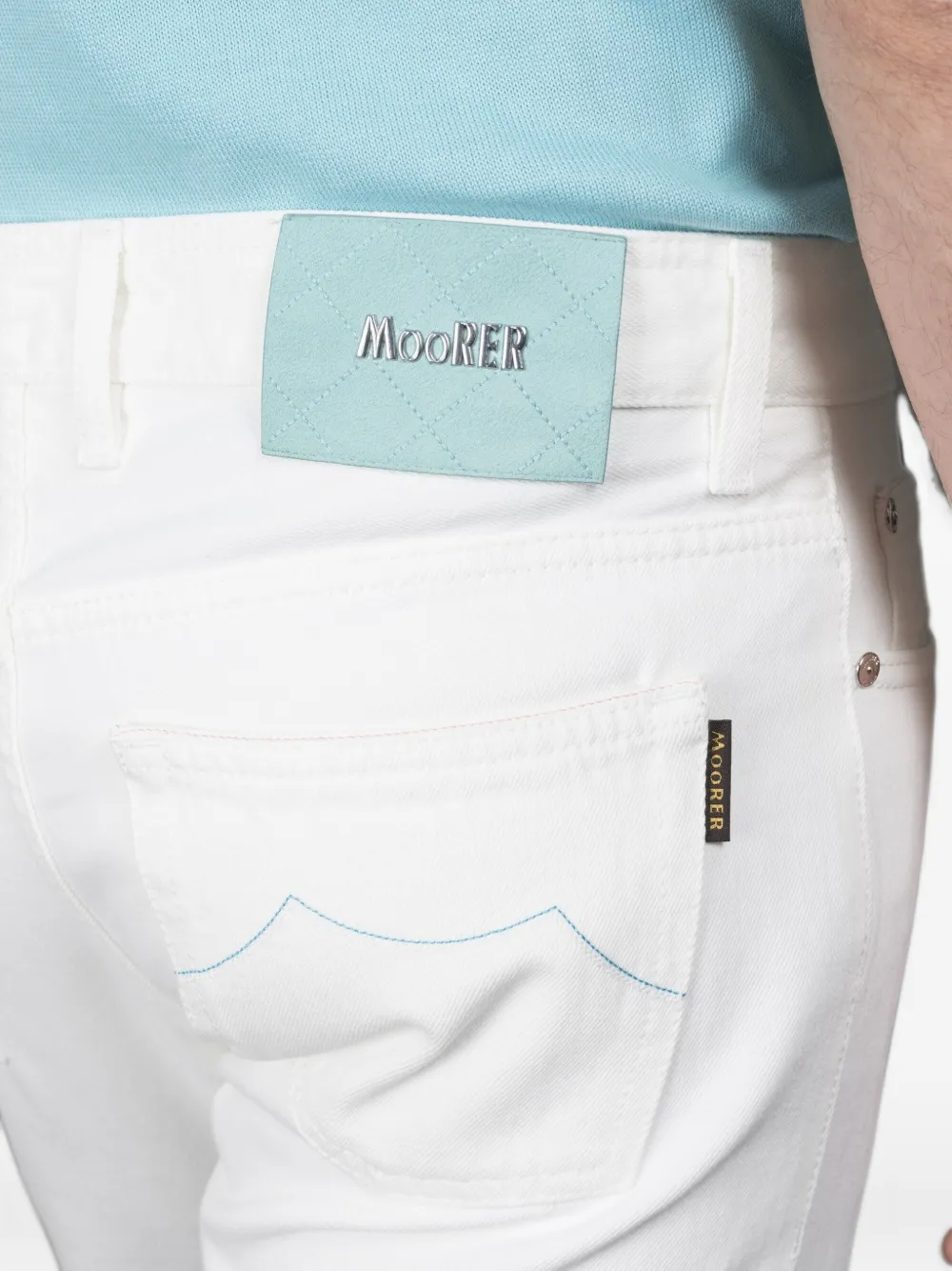 Moorer slim-fit five-pocket trousers Wit