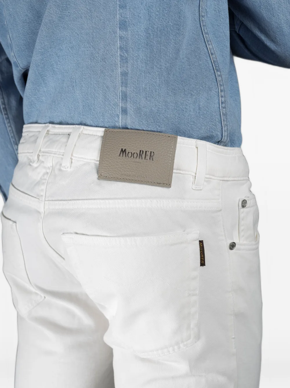 Moorer slim-fit five-pocket jeans Wit