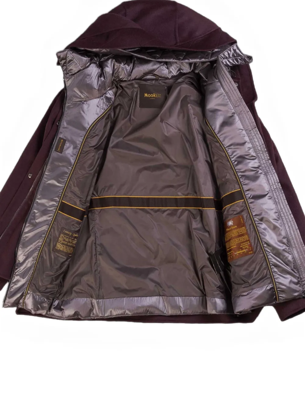 Moorer quilted hooded jacket Rood
