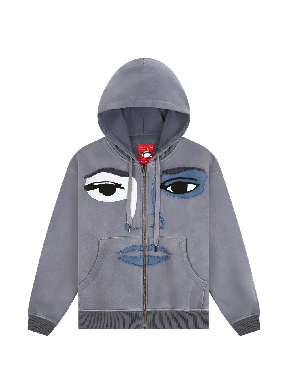 KidSuper Face-patchwork zip-up hoodie - Grey