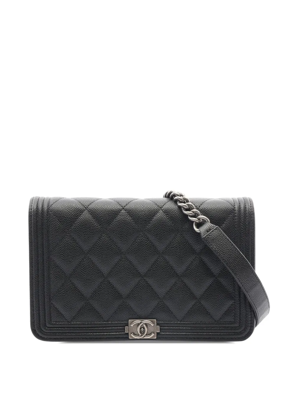 CHANEL Pre-Owned 2021-2026 Quilted Caviar Boy Wallet on Chain crossbody bag - Schwarz