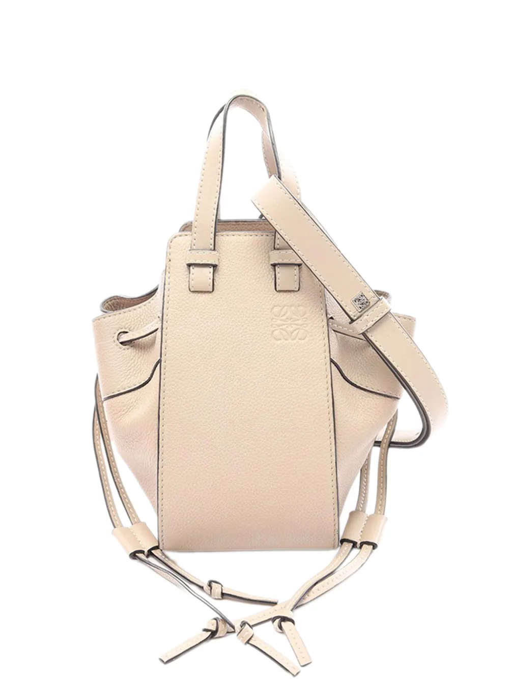 Pre-owned Loewe 2015-2026 Mini Grained Calfskin Drawstring Hammock Bag Satchel In Brown