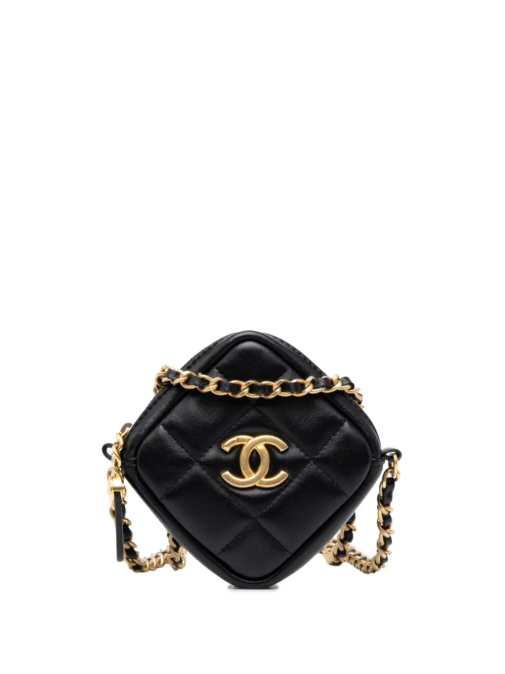 CHANEL Pre-Owned 2020 CC Quilted Lambskin Diamond Clutch with Chain crossbody bag - Schwarz