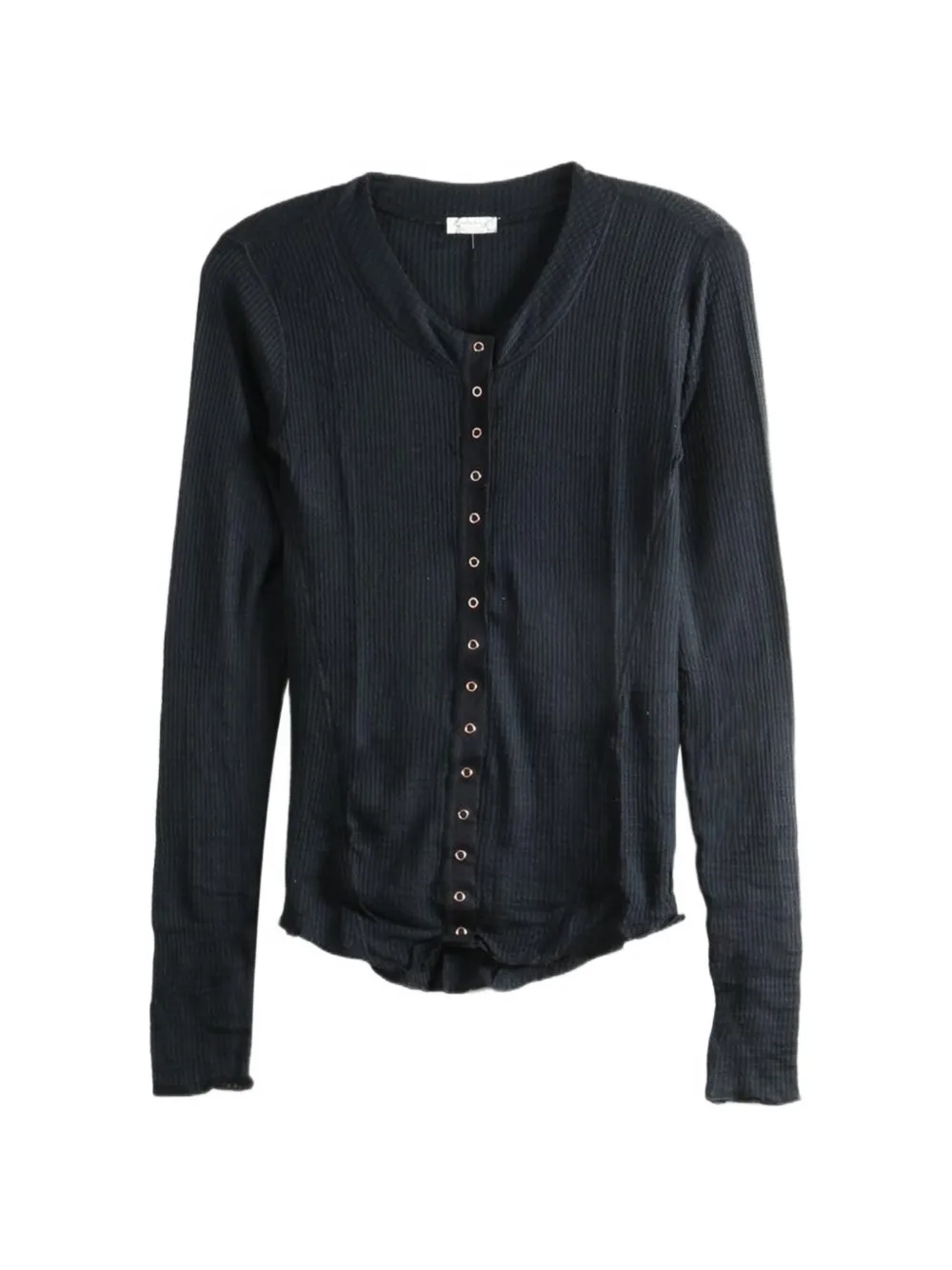 Free People ribbed-knit press-stud cardigan Zwart