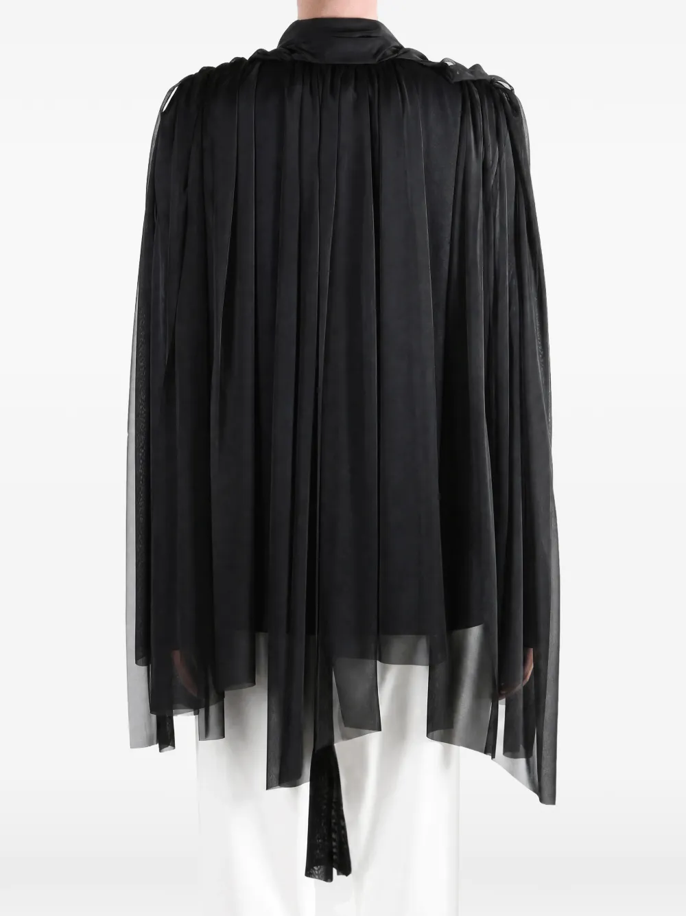 Comme Des Garçons pleated tulle draped-effect tunic Zwart