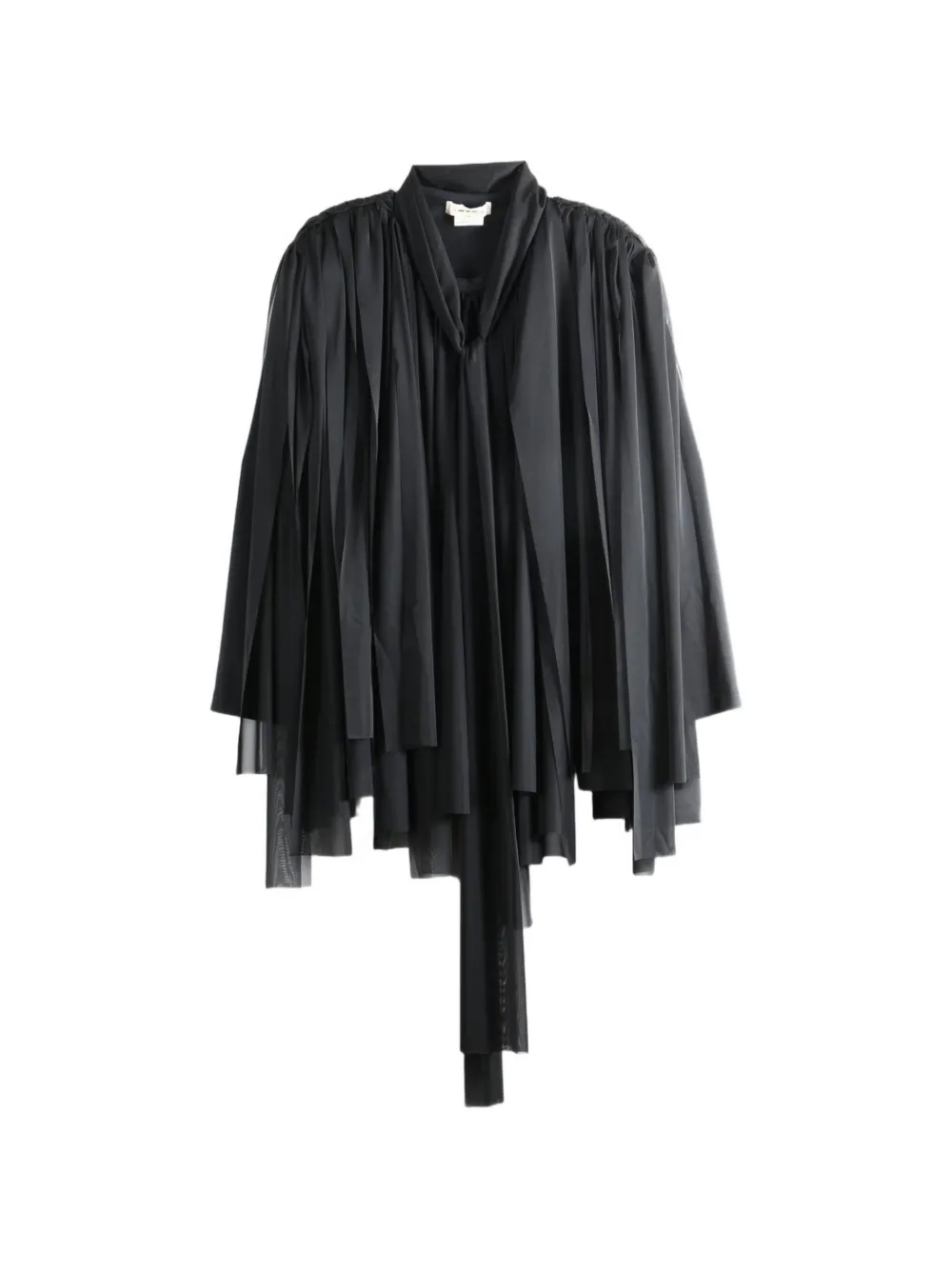 Comme Des Garçons pleated tulle draped-effect tunic Zwart