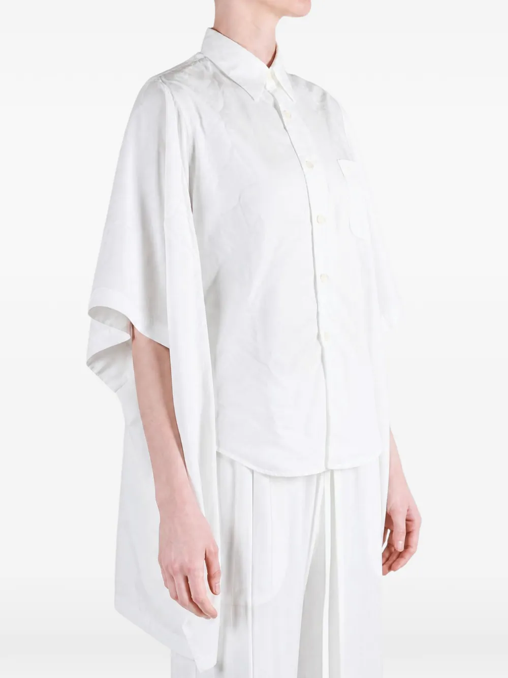 Comme Des Garçons Floral shoulder asymmetric layered shirt Wit