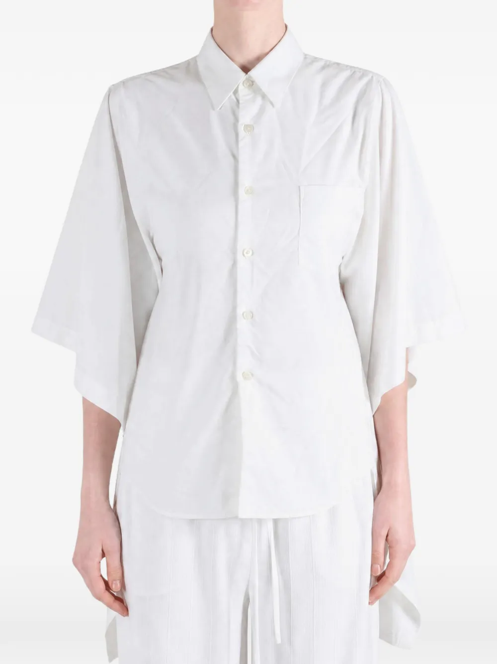 Comme Des Garçons Floral shoulder asymmetric layered shirt Wit