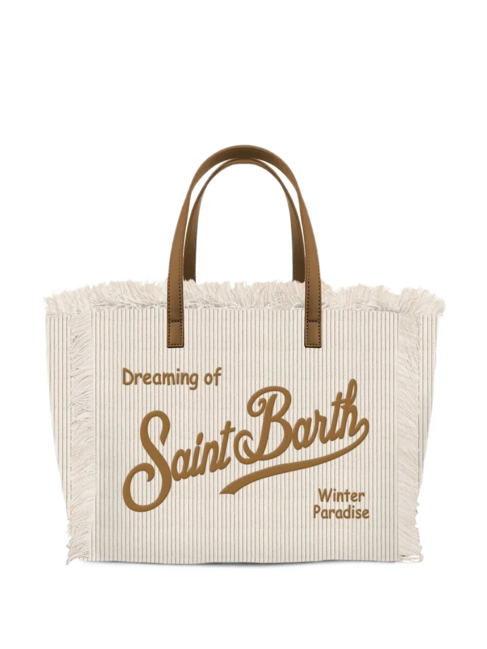MC2 Saint Barth fringed-detail corduroy-effect tote bag Beige