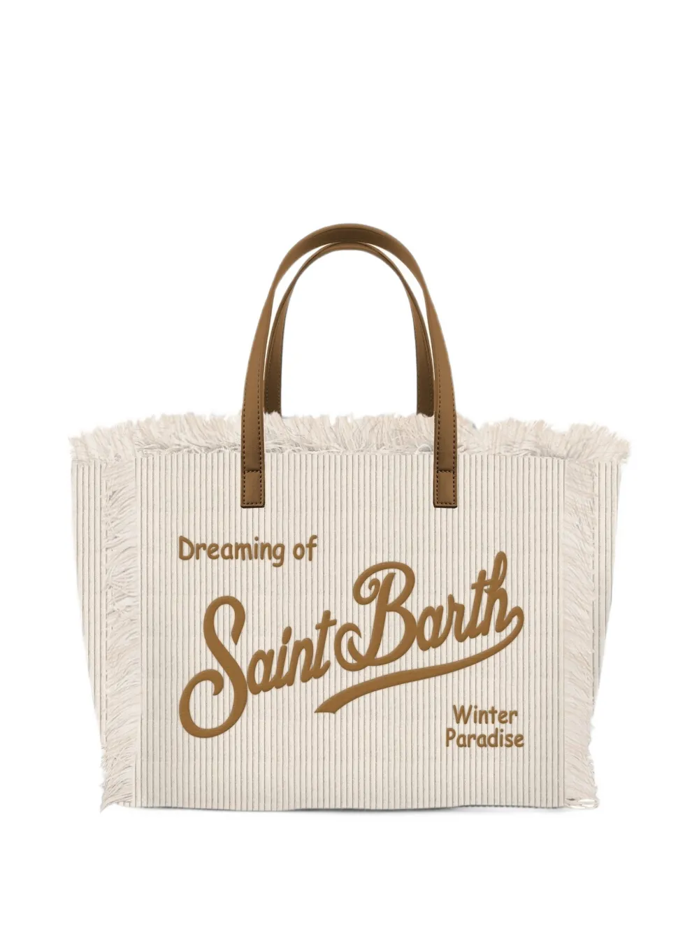 MC2 Saint Barth fringed-detail corduroy-effect tote bag Beige