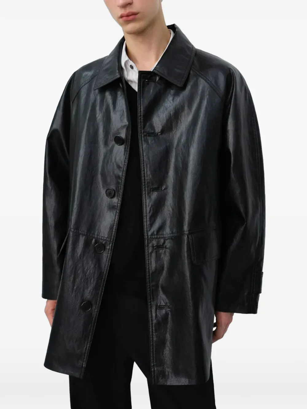 DUNST Lily button-up raglan-sleeve jacket Zwart
