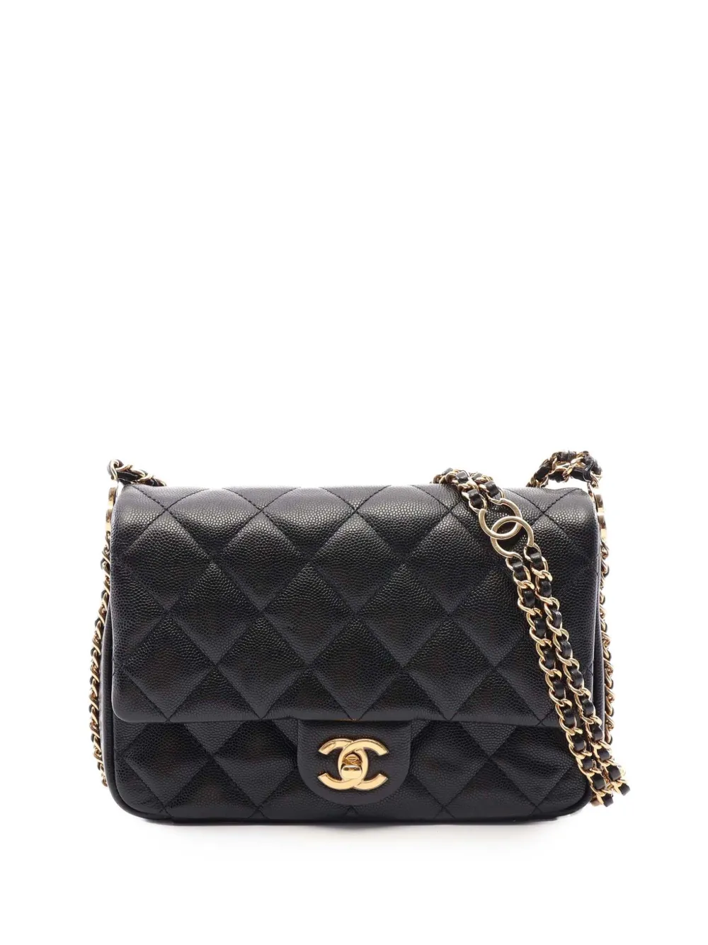 CHANEL Pre-Owned 2021-2026 Mini CC Quilted Caviar Chain Around Flap crossbody bag - Black