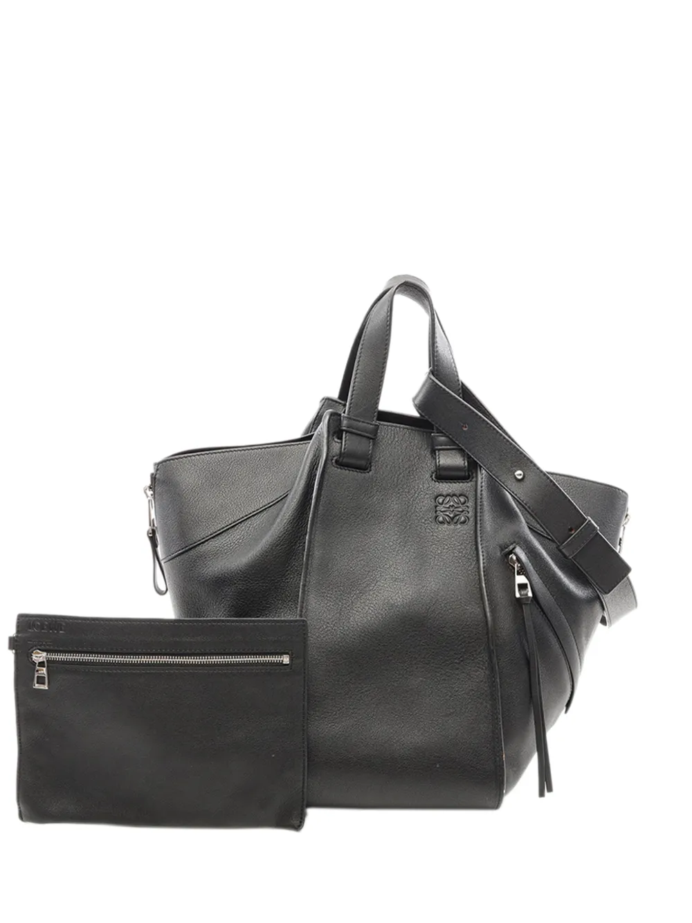 Pre-owned Loewe 2015-2026 Medium Leather Hammock Satchel In Black