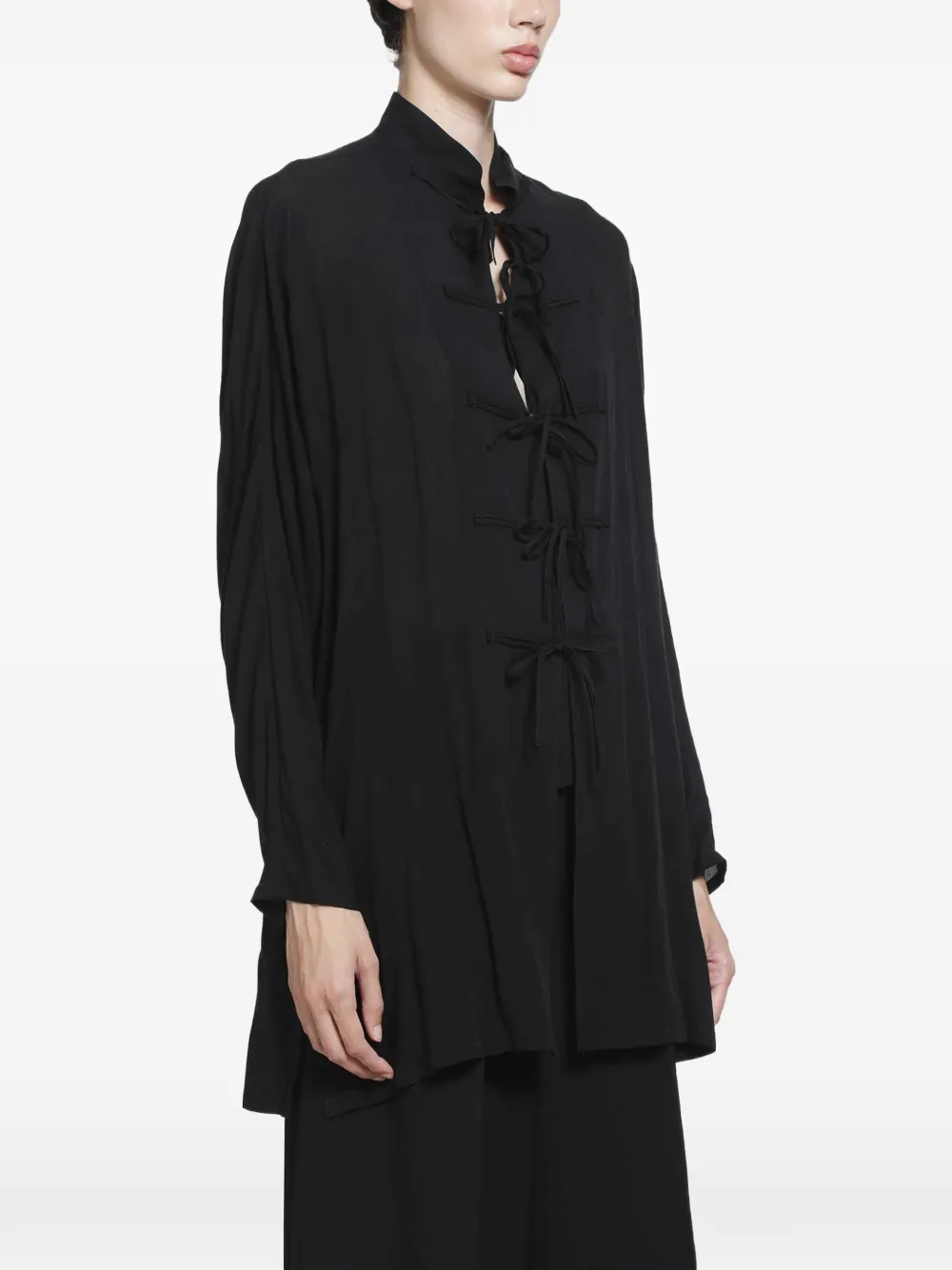Yohji Yamamoto ribbon-detail mini dress Zwart