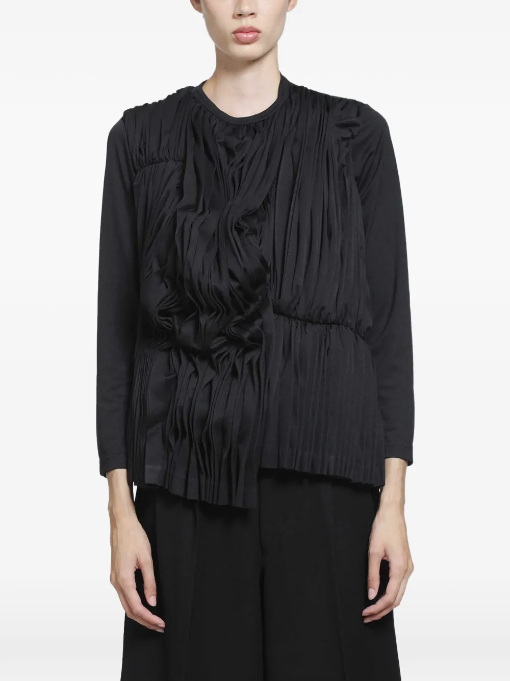 Comme Des Garçons pleated draped top Zwart