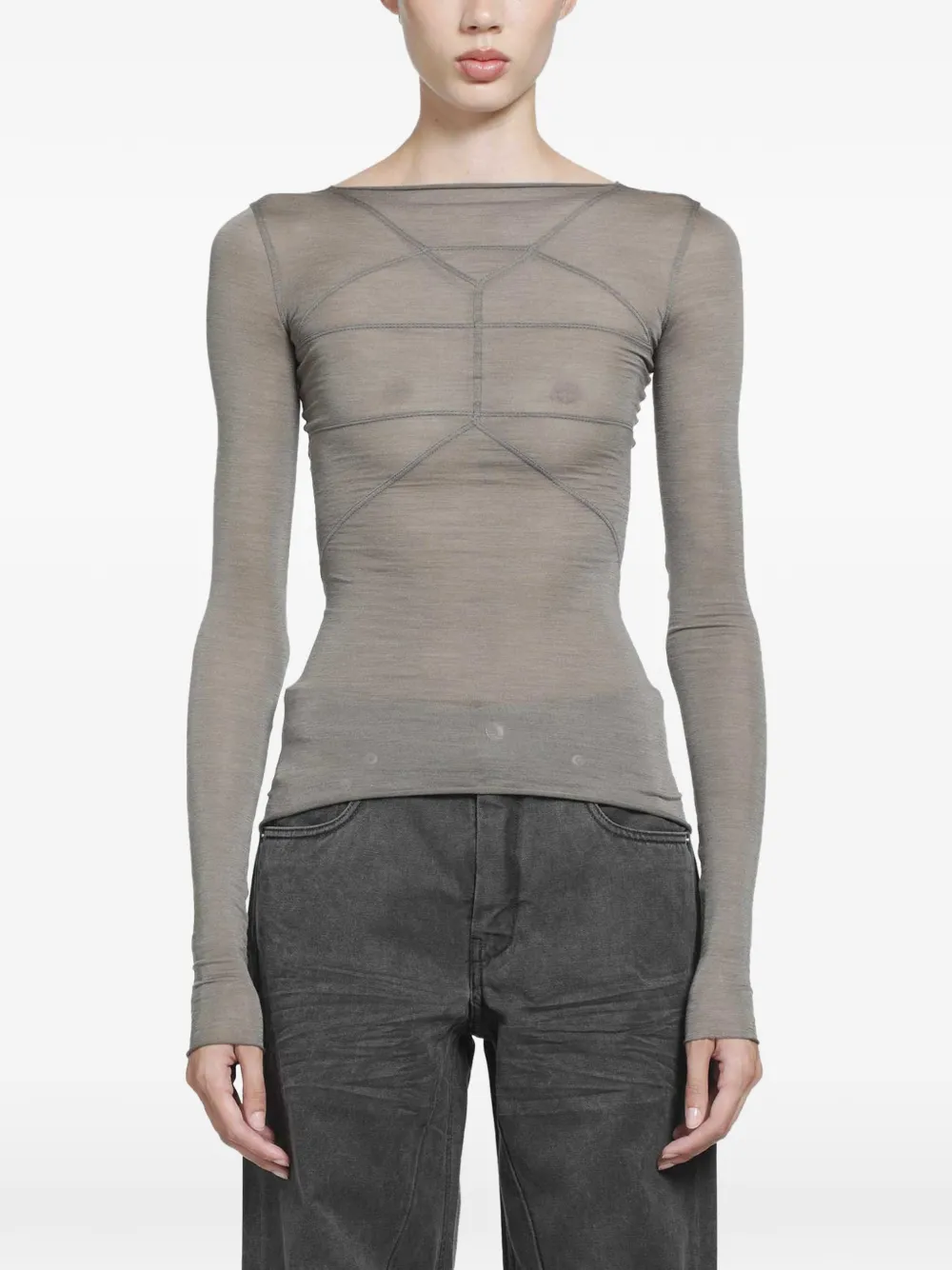Rick Owens LS Temple T-shirt - Nude
