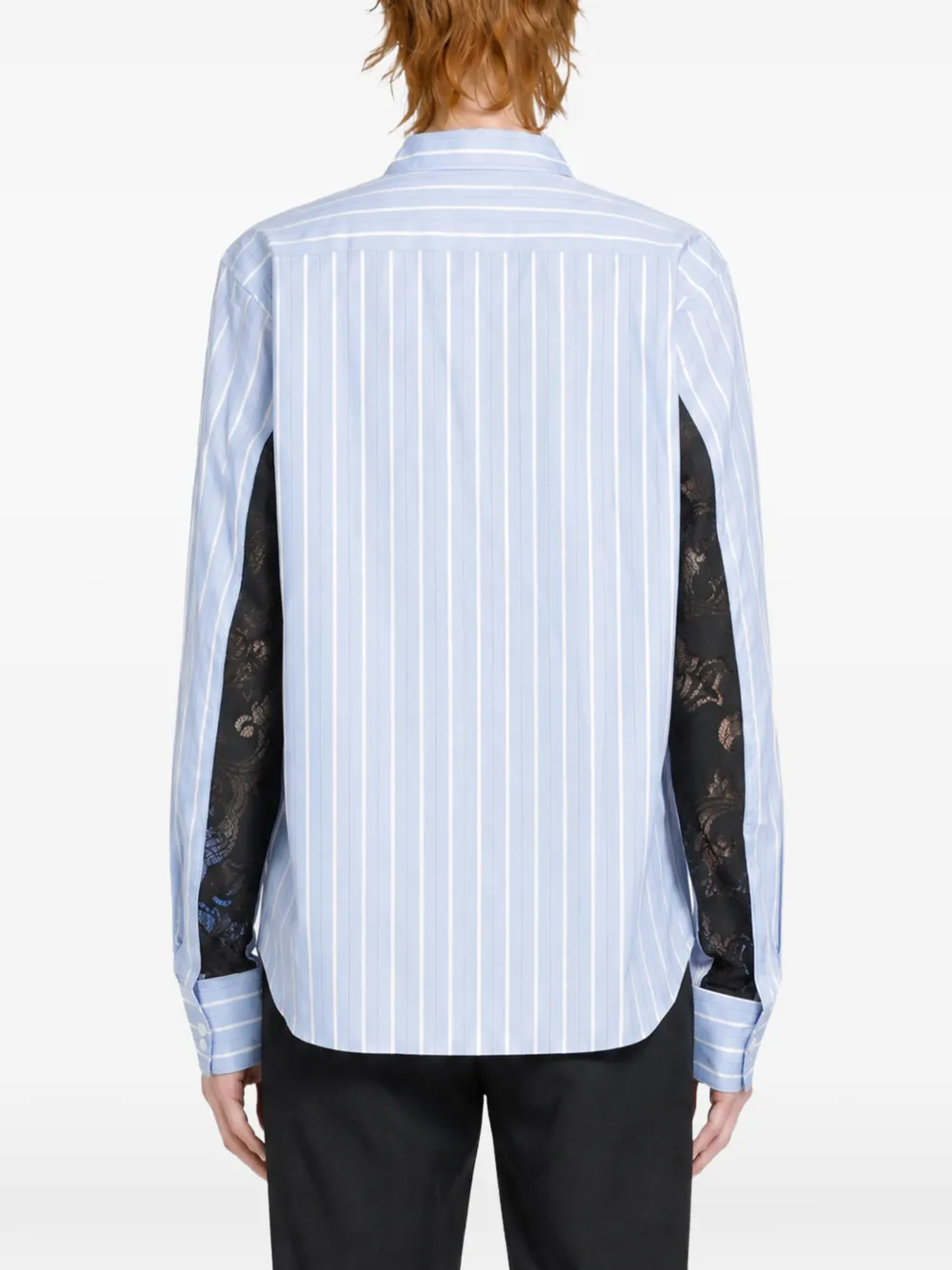 Comme des Garçons Homme Plus pinstripe lace-panel shirt Veelkleurig